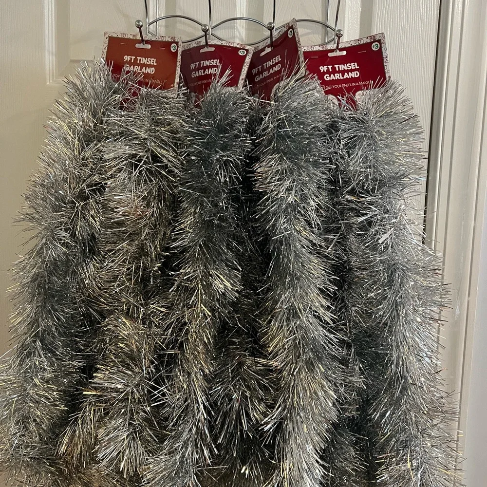 4 x 9ft Silver Tinsel Garland - 9ft each. NWT.